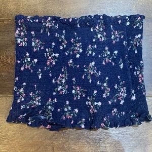 Floral Strapless Rouched Crop Top - Small